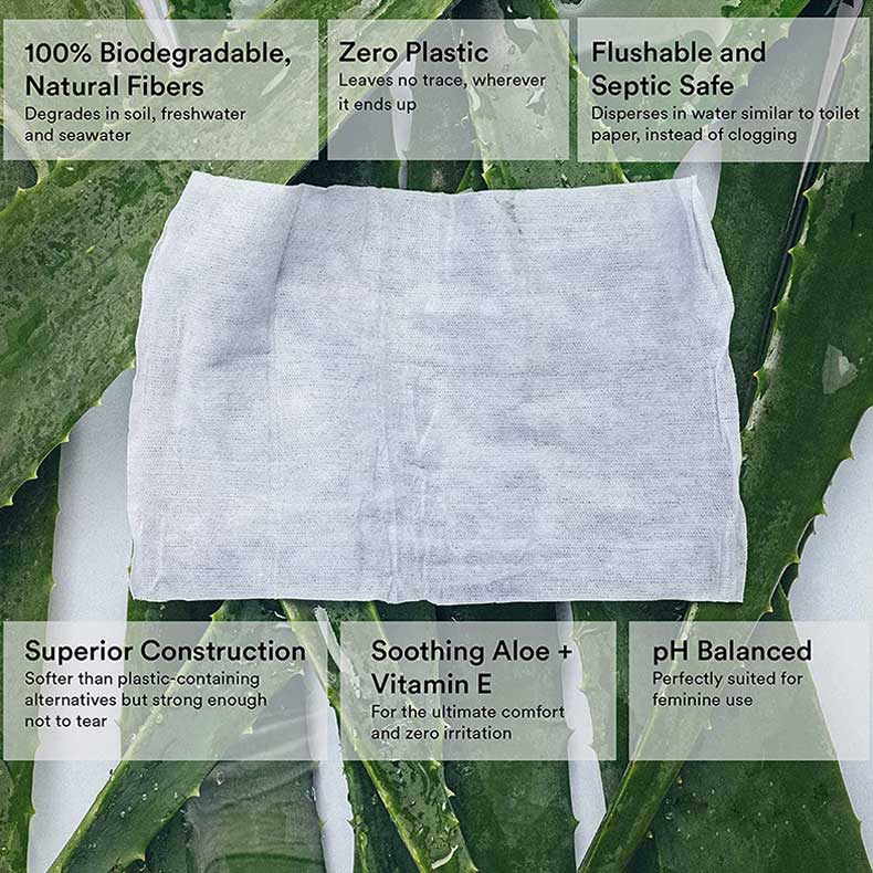 Biodegradable Flushable Cleaning Hygiene Wipes for In Home Bathroom